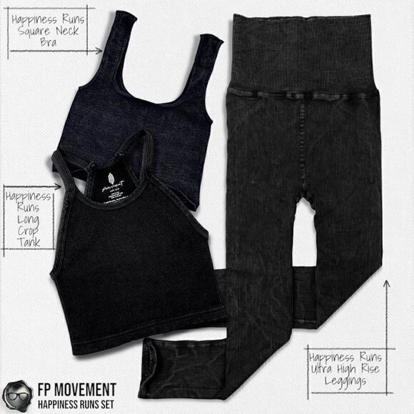 FP MOVEMENT HAPPINESS RUNS SQUARE NECK BRA + LONG TANK + HIGH RISE LEGGING BLACK - Picture 12 of 12